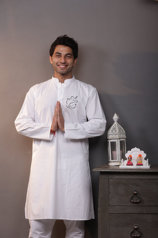 Ganeshji Printed Kurta Pyjama for Men