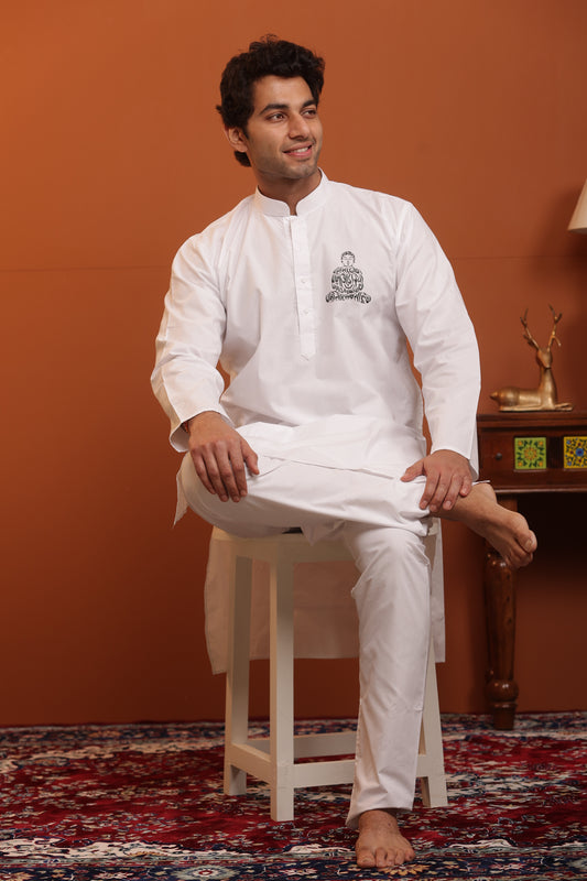 Mahavir Swami Ji Namokar Mantra Kurta Pyjama for Men
